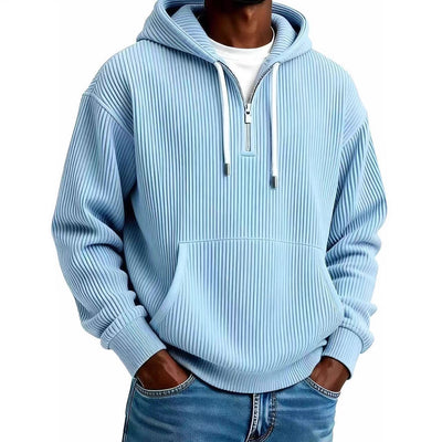 Men's Solid-Colored Corduroy Long-Sleeve Hoodie For Sports And Casual Wear