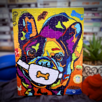 picture of colorful French bull dog puzzle
