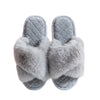 Furry Warm House Slippers - Cross-strap