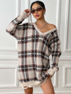 Loose Long-sleeved Plaid Dress