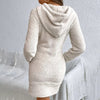 Women's Fuzzy Hoodie Dress - Slim Fit Long Sleeve Sweatshirt With Pocket, Cozy Casual Outfit