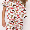 Autumn Christmas Digital Printing Lapel Short Casual Women's Home Pajamas Set