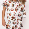 Autumn Christmas Digital Printing Lapel Short Casual Women's Home Pajamas Set