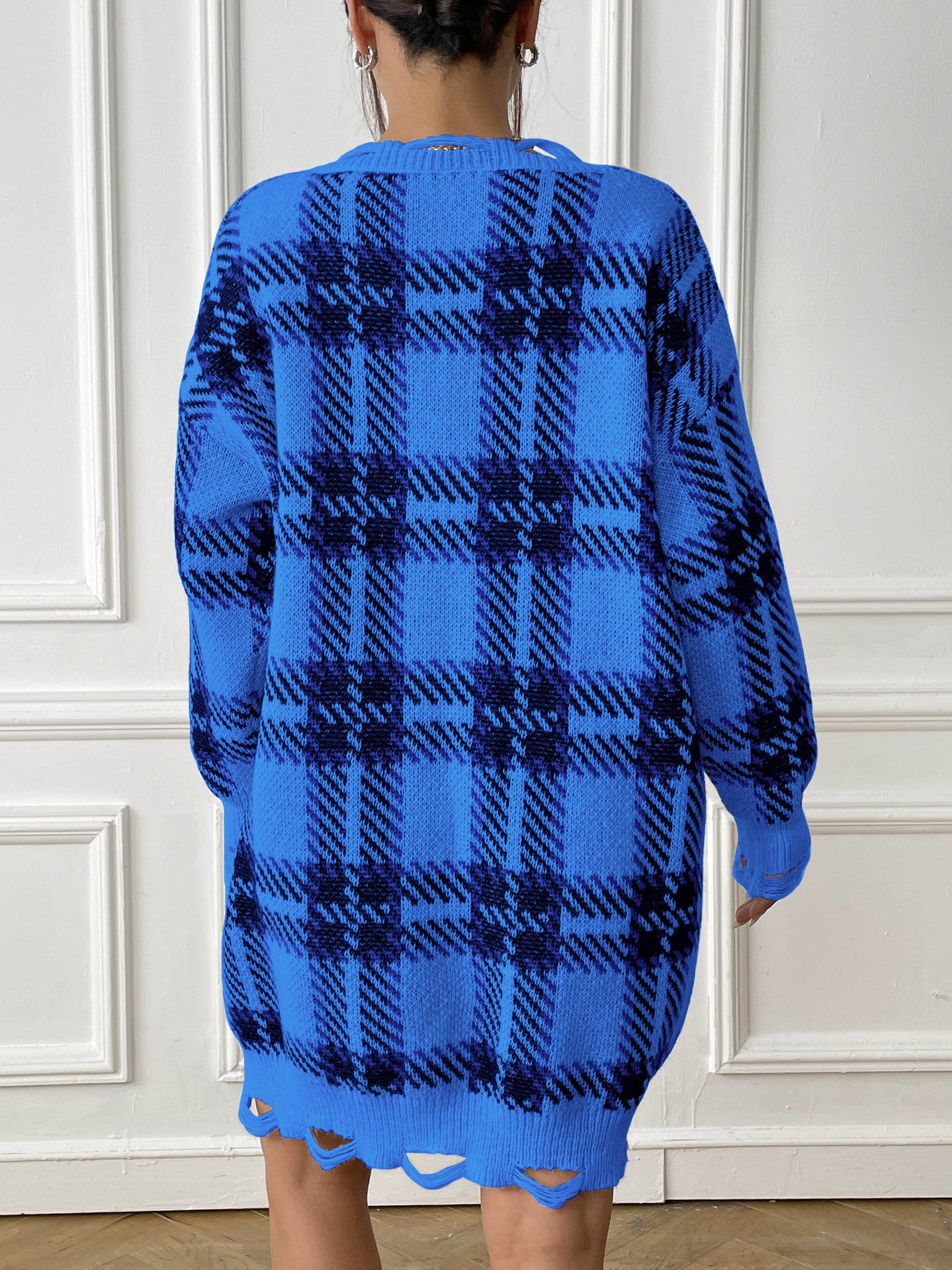 Loose Long-sleeved Plaid Dress
