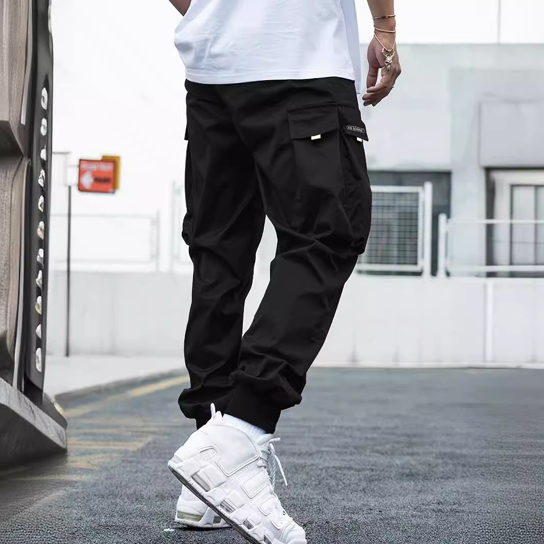 Multi-pocket Cargo Pants Men's Casual Hip-Hop Drawstring Trousers Outdoor Streetwear Sports Pant
