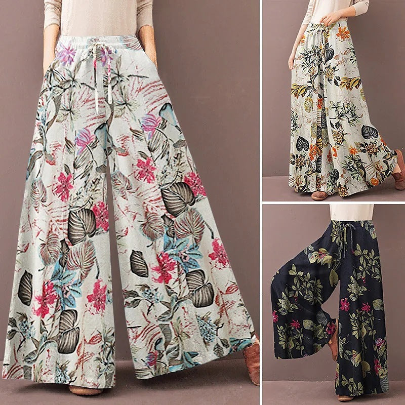 Women's Floral Wide-leg Pants