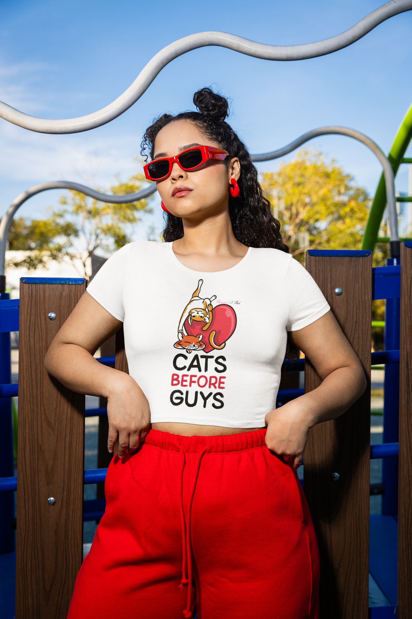 Cats B4 Guys Love Crop Top