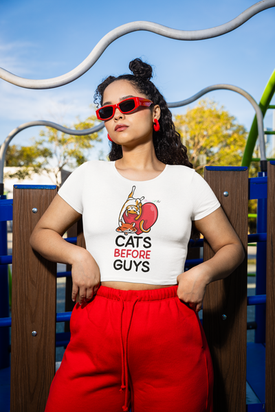 Cats B4 Guys Love Crop Top