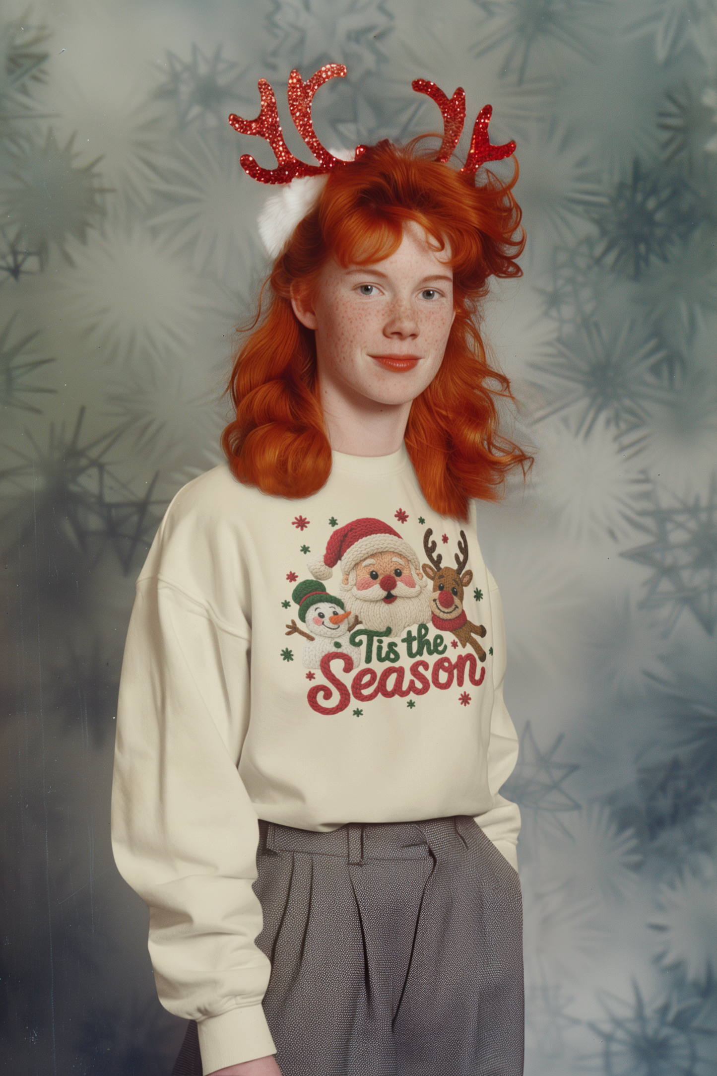 Tis the Season Crochet-Print Sweatshirt