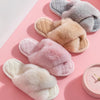 Furry Warm House Slippers - Cross-strap