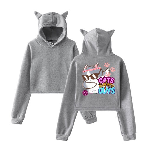 Cats B4 Guys Dabbing Crop Hoodie