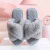 Furry Warm House Slippers - Cross-strap