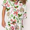 Autumn Christmas Digital Printing Lapel Short Casual Women's Home Pajamas Set