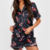 Autumn Christmas Digital Printing Lapel Short Casual Women's Home Pajamas Set