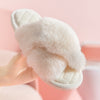 Furry Warm House Slippers - Cross-strap