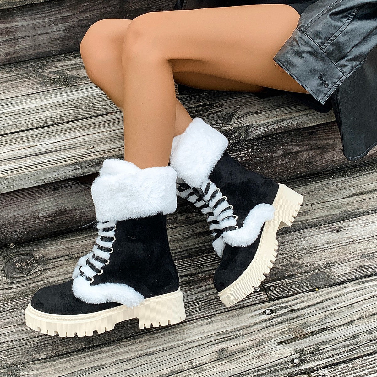 Women's Plus-size High-top Padded Thermal Snow Boots