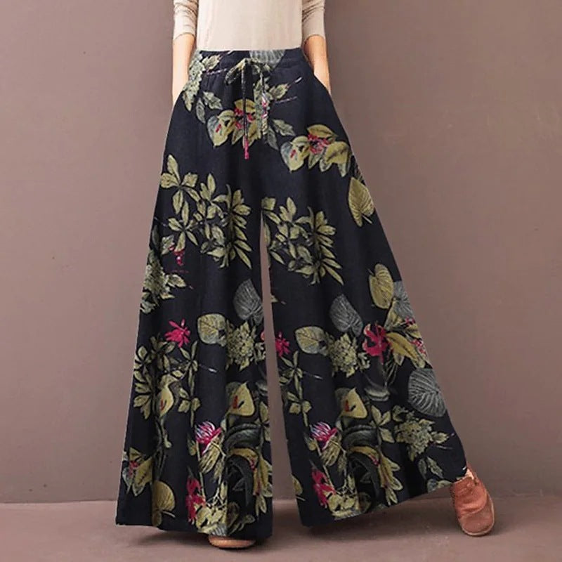 Women's Floral Wide-leg Pants