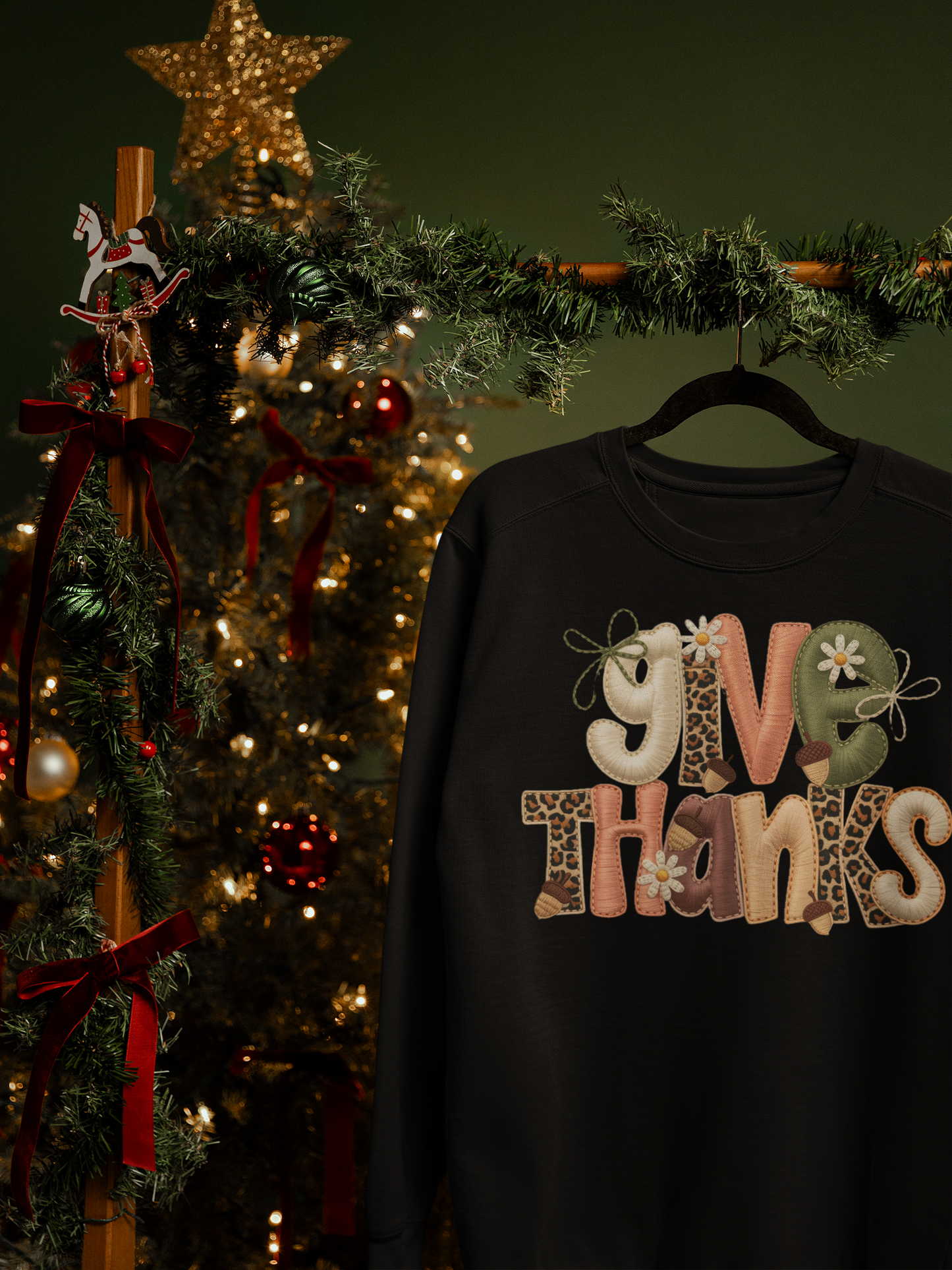 Give Thanks Crochet-Print Sweatshirt