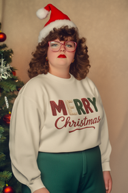 Merry Christmas Crochet-Print Sweatshirt